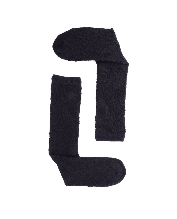 Rare Rabbit Men's Jacq Black Cotton Fabric Mid Calf Socks