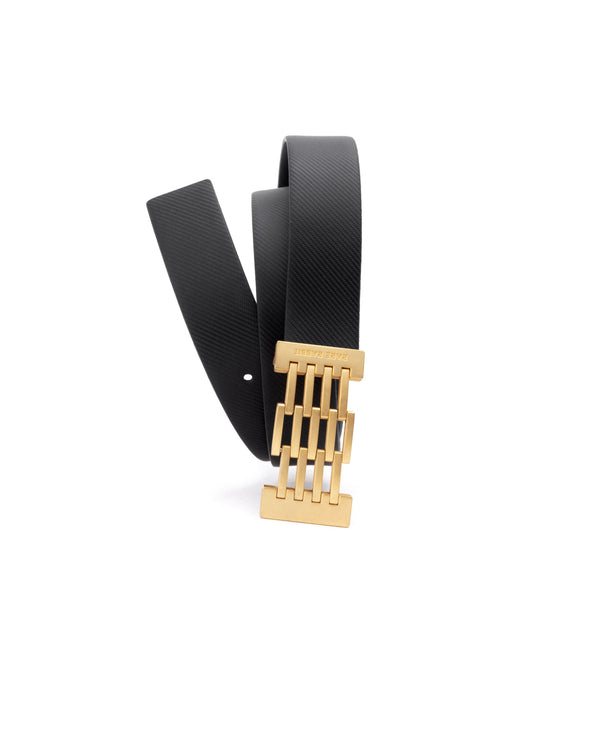 Rare Rabbit Men'S Ribs Black Belt Leather