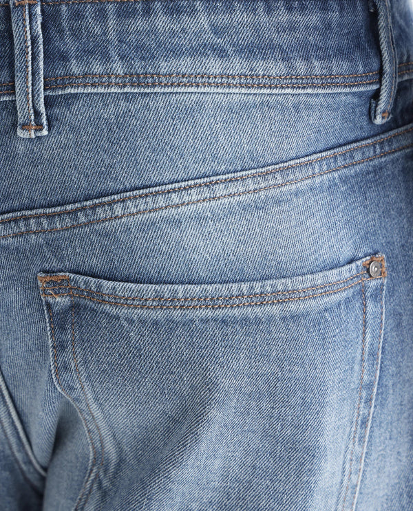 Rare Rabbit Men's Bagg-2 Blue Cotton Fabric Mid Wash Mid Rise Plain Jeans