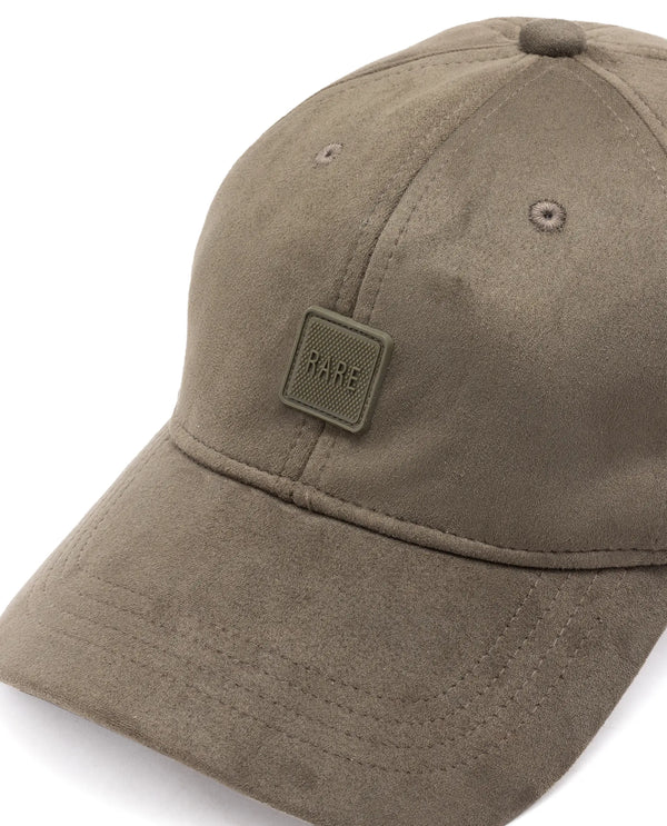 Rare Rabbit Men Bailie Olive Monotone Color Silicone Badge Branding Cap