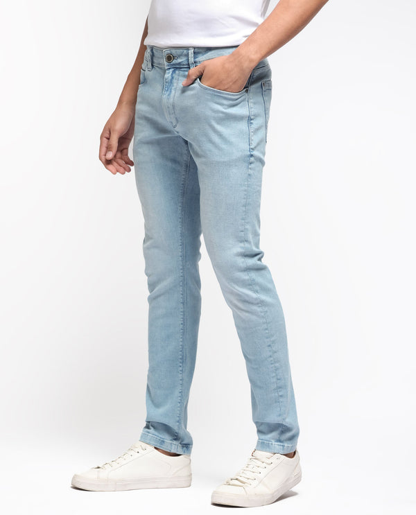Rare Rabbit Men's Baltoy Blue Ice Wash Mid-Rise Slim Fit Jeans