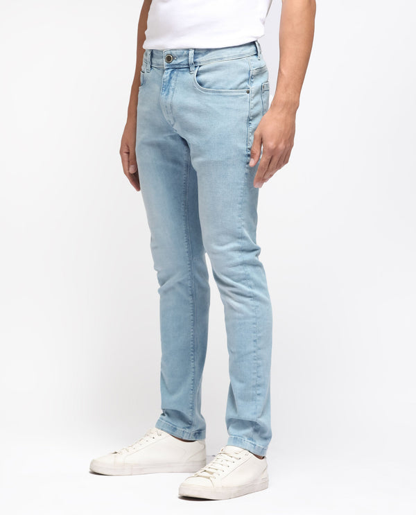 Rare Rabbit Men's Baltoy Blue Ice Wash Mid-Rise Slim Fit Jeans