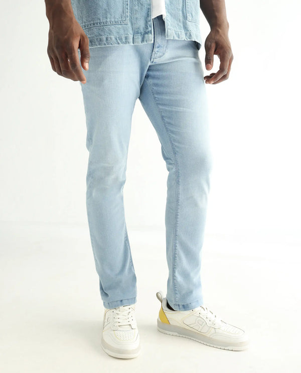 Rare Rabbit Men's Baltoy Blue Ice Wash Mid-Rise Slim Fit Jeans