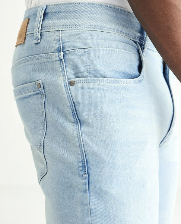 Rare Rabbit Men's Baltoy Blue Ice Wash Mid-Rise Slim Fit Jeans