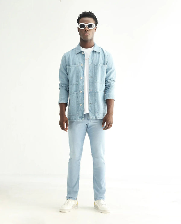 Rare Rabbit Men's Baltoy Blue Ice Wash Mid-Rise Slim Fit Jeans