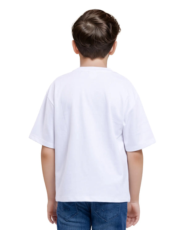 Rare Ones Kids Bart White Cotton Poly Short Sleeve Crew Neck Embroidered T-Shirt