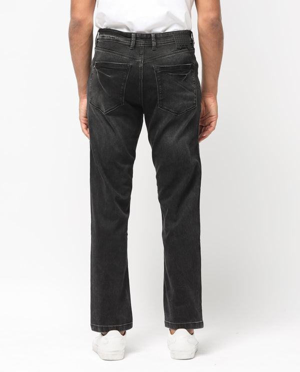 Rare Rabbit Men's Batten Grey Mid Wash Mid-Rise Regular Fit Jeans