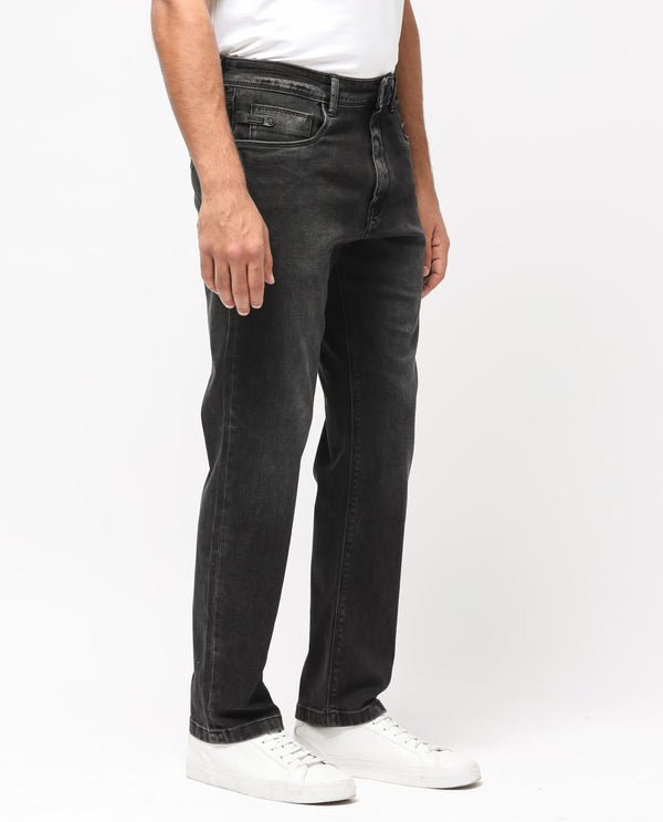 Rare Rabbit Men's Batten Grey Mid Wash Mid-Rise Regular Fit Jeans