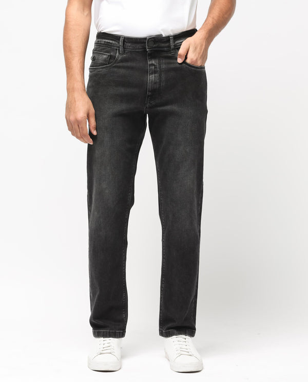 Rare Rabbit Men's Batten Grey Mid Wash Mid-Rise Regular Fit Jeans