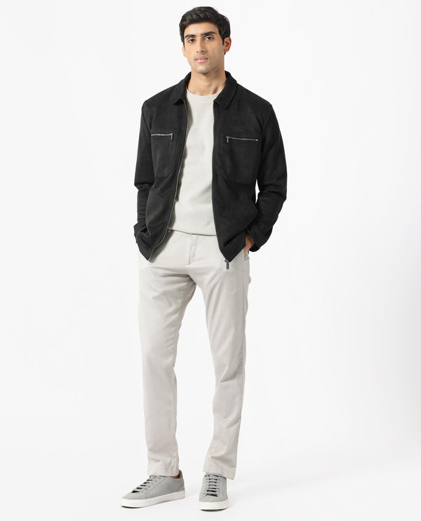Rare Rabbit Mens Bax 1 Black Jacket Polyester Fabric Collared Neck Woven Full Sleeves Button And Zip Closure Boxy Fit
