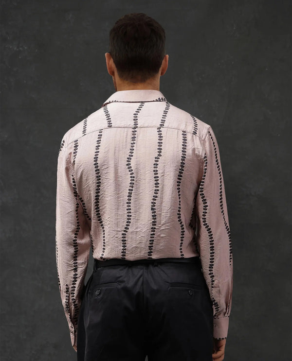 Rare Rabbit Men Bedoc Beige Cotton Fabric Full Sleeve Regular Fit Decorative Print Shirt