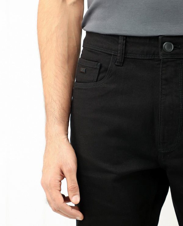 Rare Rabbit Men's Belarus Black Rinse Wash Mid-Rise Regular Fit Jeans