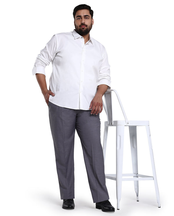 Rare Rabbit Men's Benedict White Cotton Blend Fabric Full Sleeve Solid Formal Shirt Plus Size