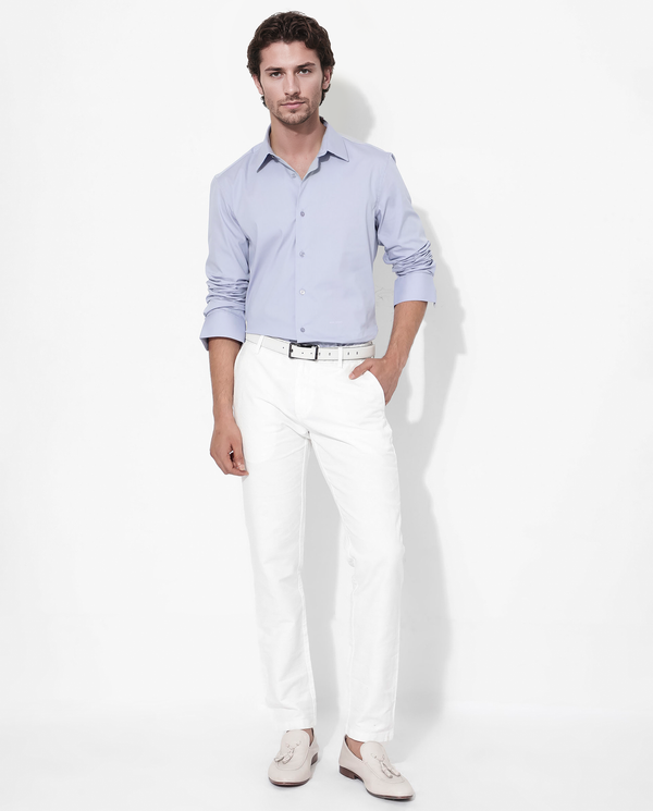 Rare Rabbit Men's Benedict Pastel Purple Cotton Poly Elastane Blend Fabric Full Sleeve Solid Formal Shirt
