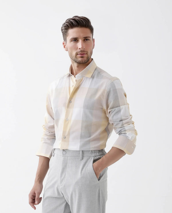 Rare Rabbit  Men's Bene Multi Cotton Fabric Checks Regular Fit Shirt