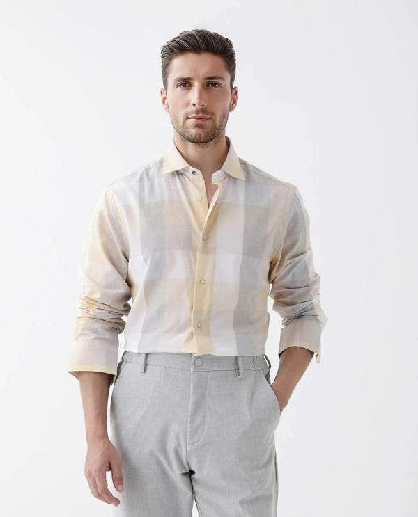 Rare Rabbit  Men's Bene Multi Cotton Fabric Checks Regular Fit Shirt