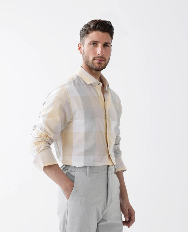 Rare Rabbit  Men's Bene Multi Cotton Fabric Checks Regular Fit Shirt