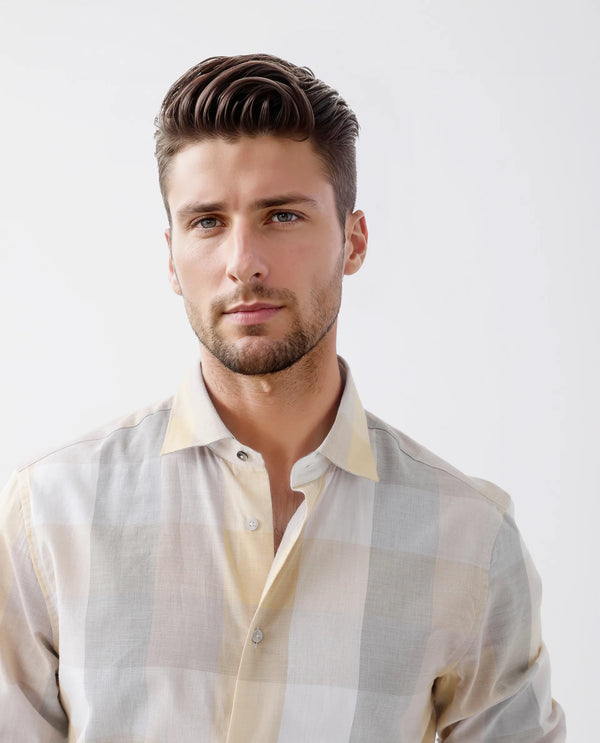 Rare Rabbit  Men's Bene Multi Cotton Fabric Checks Regular Fit Shirt