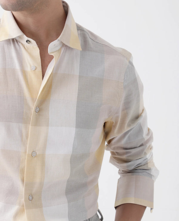 Rare Rabbit  Men's Bene Multi Cotton Fabric Checks Regular Fit Shirt