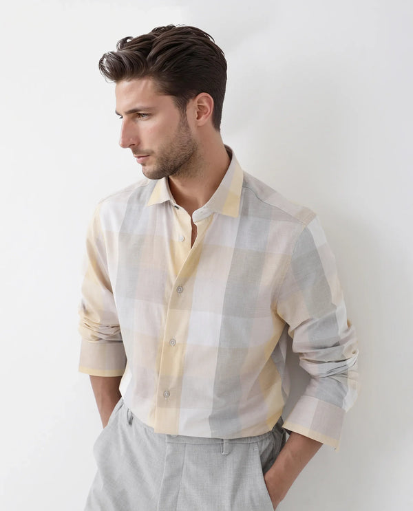 Rare Rabbit  Men's Bene Multi Cotton Fabric Checks Regular Fit Shirt