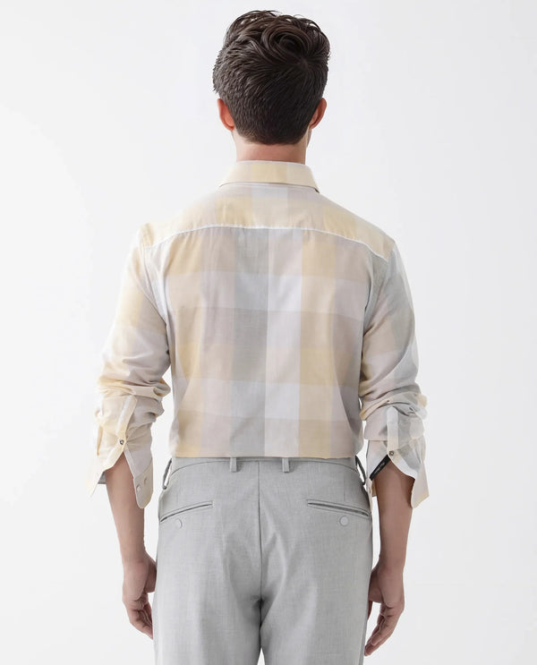 Rare Rabbit  Men's Bene Multi Cotton Fabric Checks Regular Fit Shirt