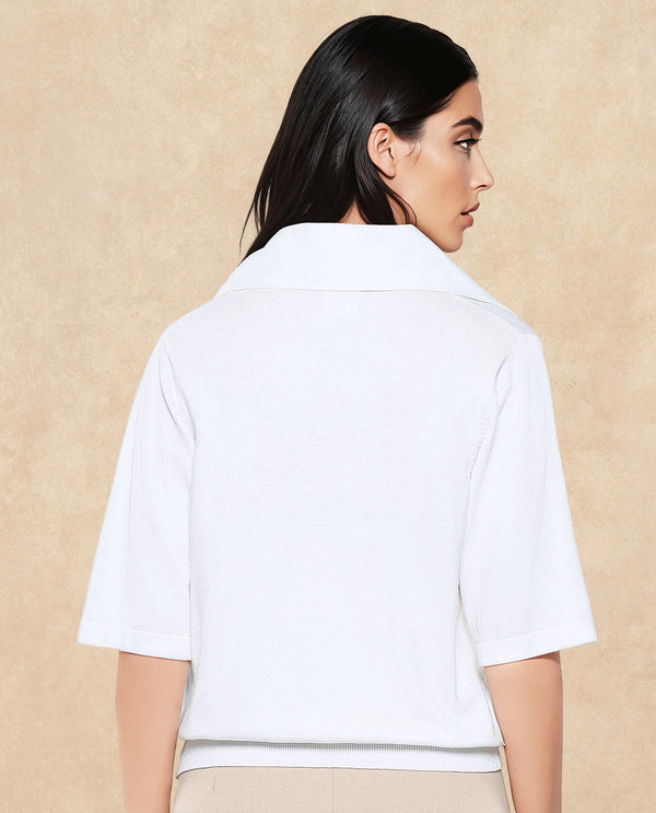 Rareism Women Bene White Relaxed Fit Plain Top