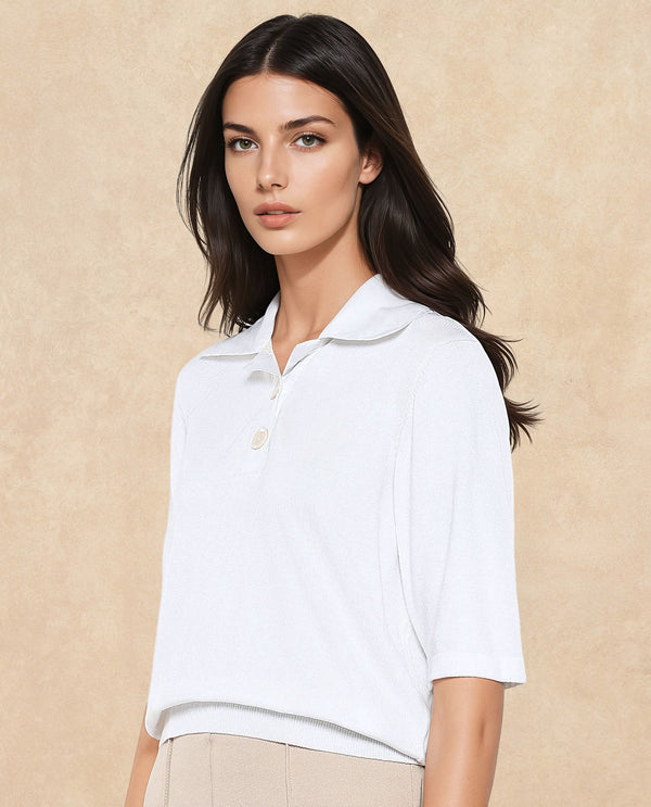 Rareism Women Bene White Relaxed Fit Plain Top
