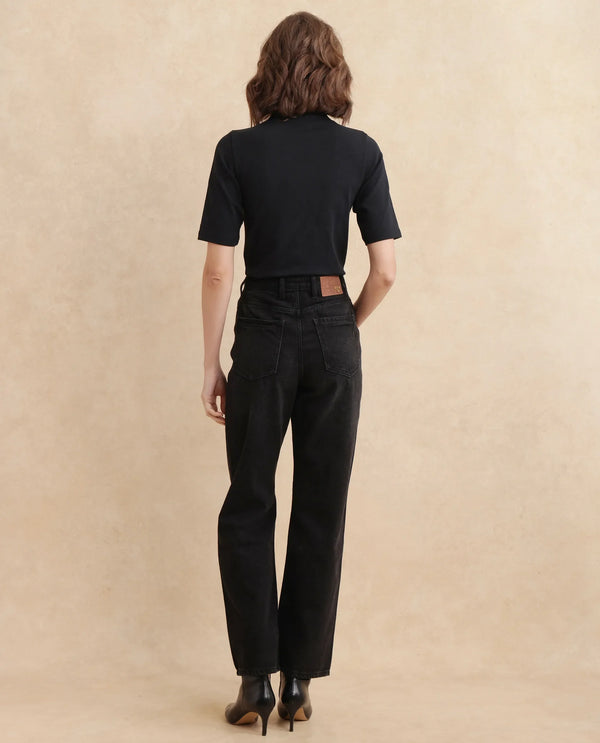 Rareism Women Beuro Black Cotton Fabric Plain Jeans