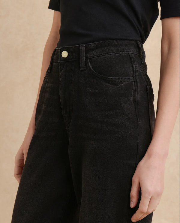 Rareism Women Beuro Black Cotton Fabric Plain Jeans