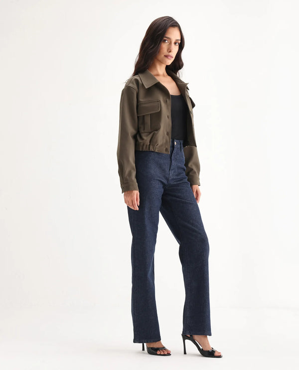 Rareism Women Bewak Dark Blue Cotton Blend Fabric Plain Jeans
