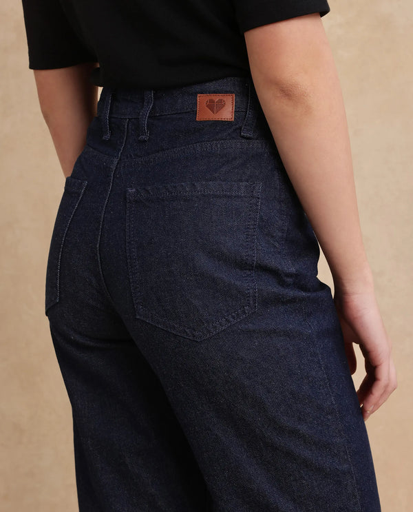 Rareism Women Bewak Dark Blue Cotton Blend Fabric Plain Jeans