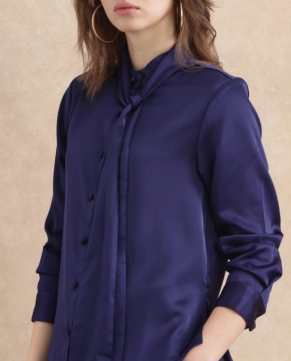 Rareism Women Bingol Navy Full Sleeve Plain Shirt