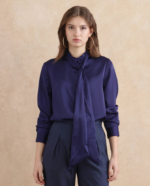 Rareism Women Bingol Navy Full Sleeve Plain Shirt