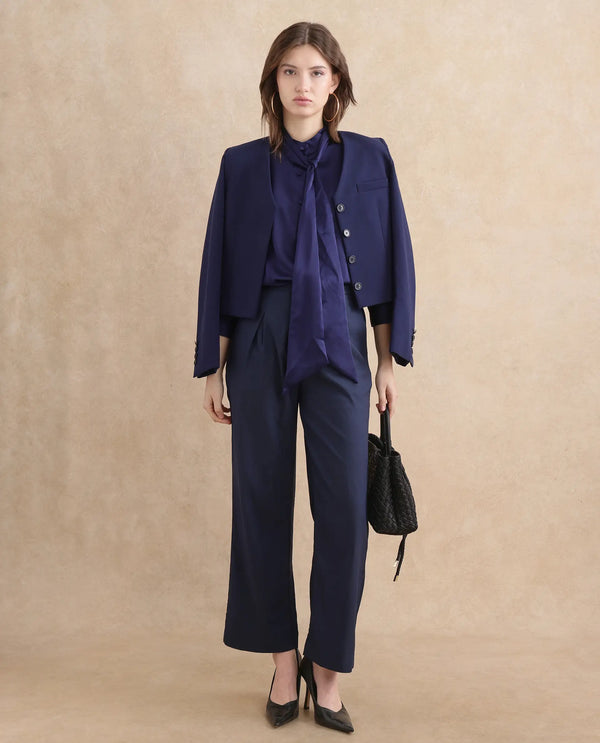 Rareism Women Bingol Navy Full Sleeve Plain Shirt
