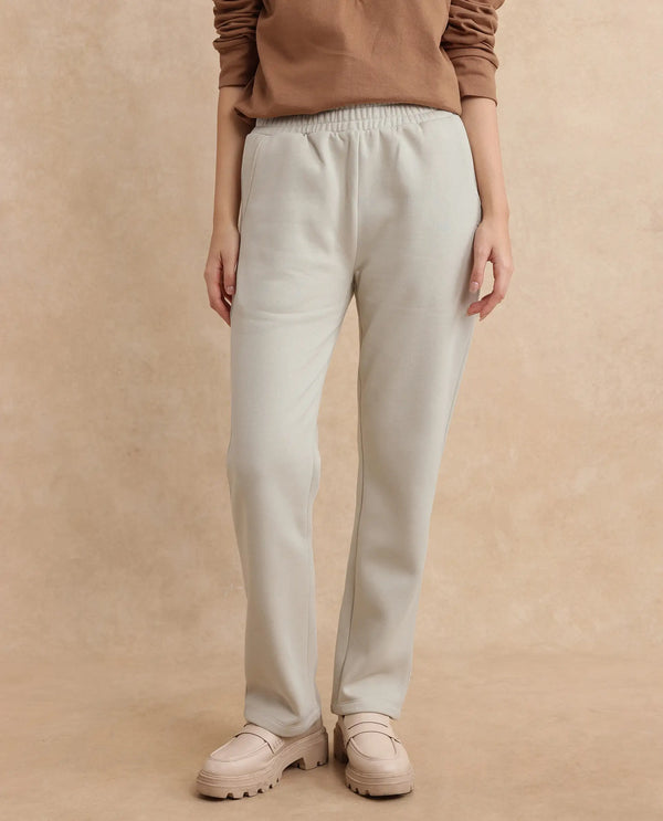 Rareism Women Blunt Off White Plain Track Pant
