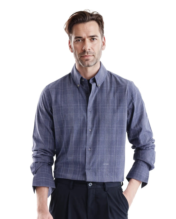 Rare Rabbit Men's Blute Dark Navy Cotton Fabric Full Sleeve Regular Fit Checks Shirt