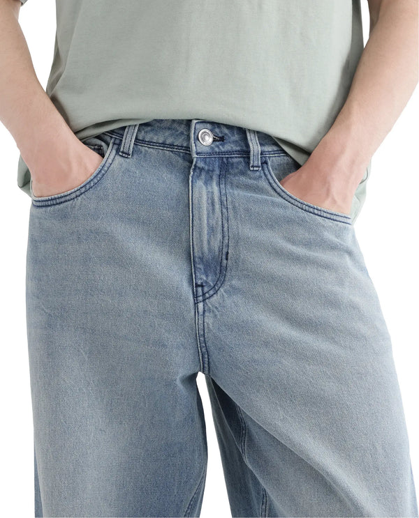 Rare Rabbit Men Bo Blue Cotton Fabric Light Wash Mid Rise Baggy Fit Jeans