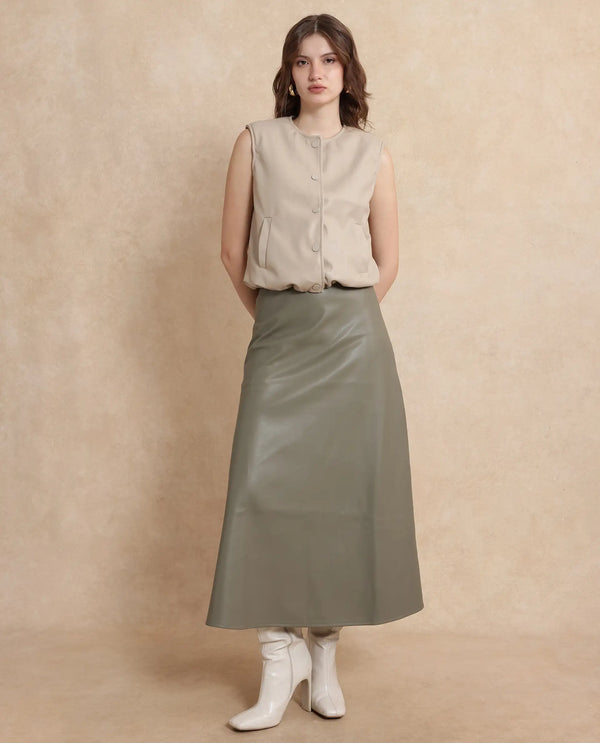 Rareism Women Bojur Light Brown Polyester Fabric Short Sleeve Plain Jacket