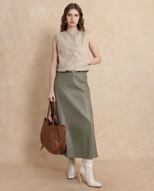 Rareism Women Bojur Light Brown Polyester Fabric Short Sleeve Plain Jacket