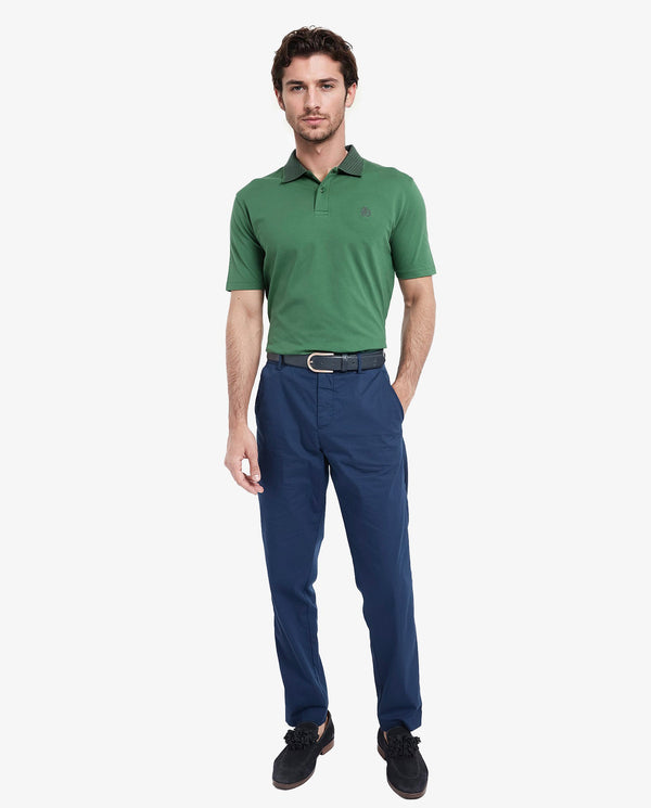 Rare Rabbit Men's Booth Green Short Sleeve Textured Collar Embroidered Logo Plain Polo T-Shirt