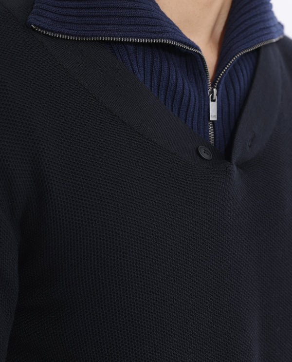 Rare Rabbit Mens Breeze Black Sweater Full Sleeve V-Neck Solid