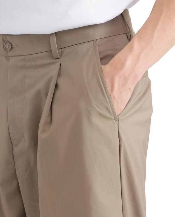 Rare Rabbit Men's Brelint Khaki Cotton Blend Fabric Plain Trouser