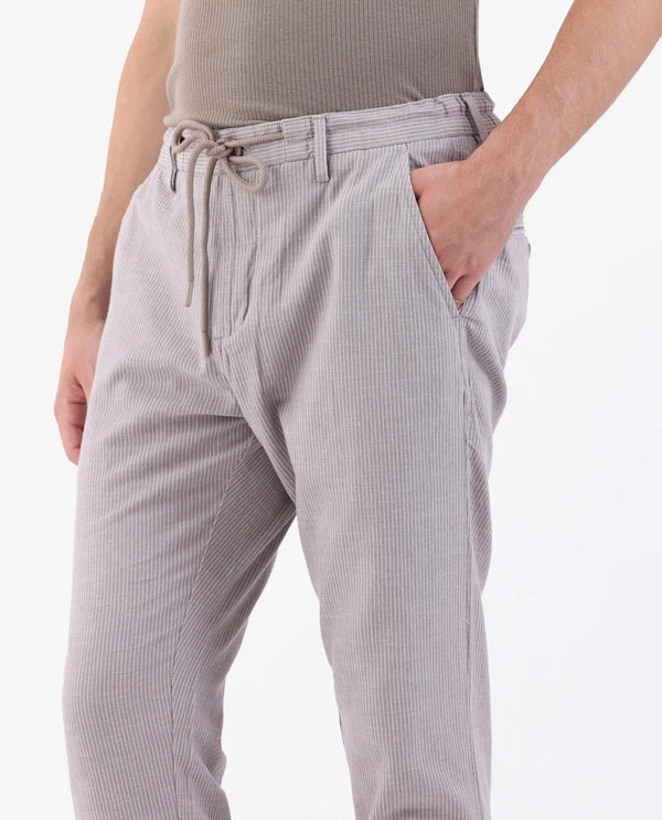 Rare Rabbit Men's Brera Pastel Pink Mid-Rise Regular Fit With Drawstring And Elastic Waistband Classic Striped Trouser