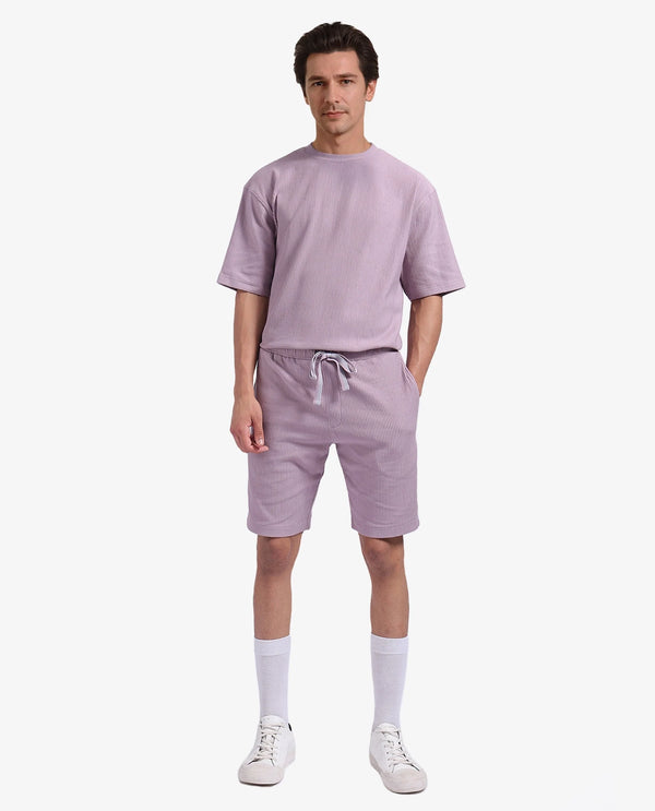 Rare Rabbit Men Breto-1 Dusky Pink Button Closure Regular Fit Plain Shorts