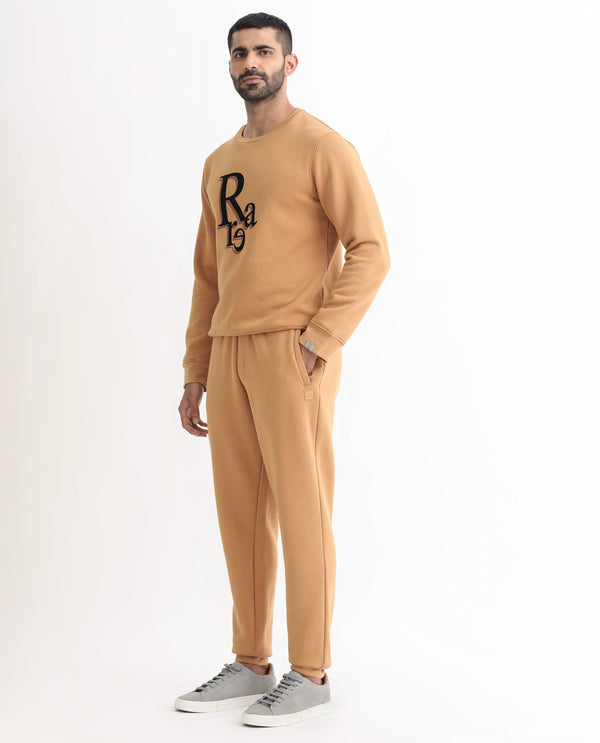 Rare Rabbit Mens Brighton Mustard Cotton Polyester Fabric Drawstring Closure Regular Fit Mid Rise Trackpant