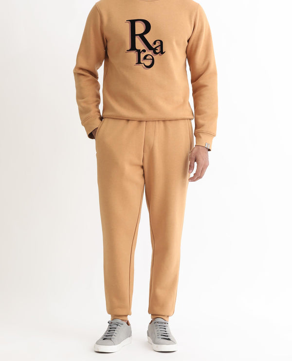 Rare Rabbit Mens Brighton Mustard Cotton Polyester Fabric Drawstring Closure Regular Fit Mid Rise Trackpant