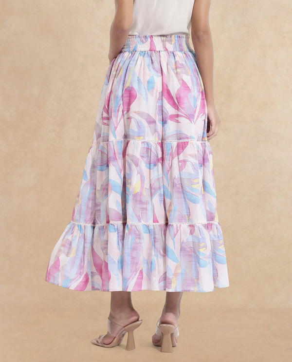 Rareism Women Brindsi Multi Flared Maxi Abstract Print Skirt