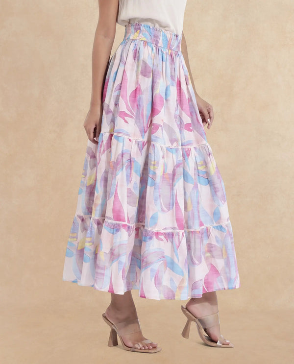 Rareism Women Brindsi Multi Flared Maxi Abstract Print Skirt