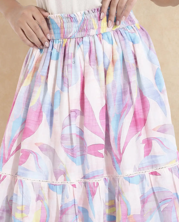 Rareism Women Brindsi Multi Flared Maxi Abstract Print Skirt