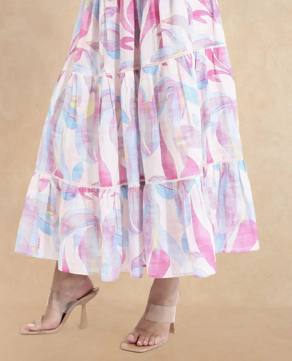 Rareism Women Brindsi Multi Flared Maxi Abstract Print Skirt